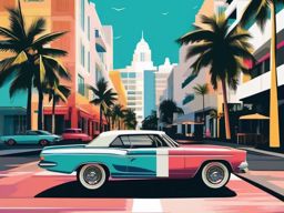 Ocean Drive Miami sticker- Iconic street in the South Beach neighborhood, , sticker vector art, minimalist design