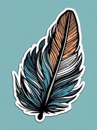 Feather Quill Sticker - Feather quill pen in ink, ,vector color sticker art,minimal