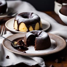 molten chocolate lava cake with a gooey chocolate center. 