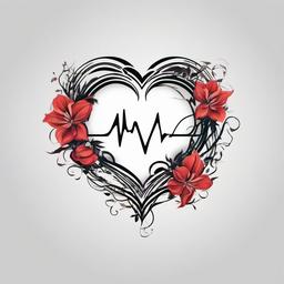 As Heartbeat Tattoo - Infuse mystery and style with a tattoo featuring the word As intertwined with a rhythmic heartbeat.  simple vector color tattoo,minimal,white background