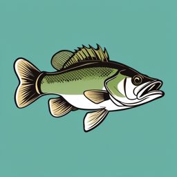 Bass clipart, A beautiful bass fish swimming in clear waters.  simple, 2d flat