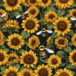 bee clipart,buzzing around sunflower fields in search of nectar 