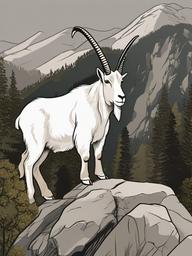 Mountain Goat cartoon - agile, mountain-climbing animal  