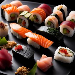 sushi sensation - artful creations of fresh fish, rice, and seaweed, presented with precision. 