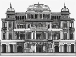 drawing of palace  minimal rough scribbles,doodles,black and white