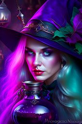 morganna witch brews a mysterious potion. 