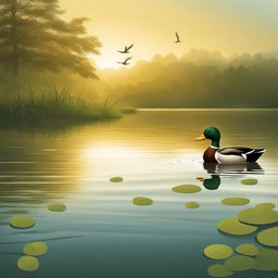 duck clipart on a serene pond - gliding gracefully on the calm water. 