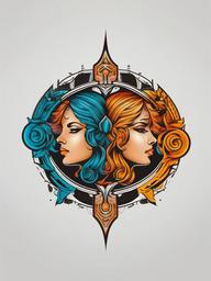 gemini twin tattoo  simple vector color tattoo