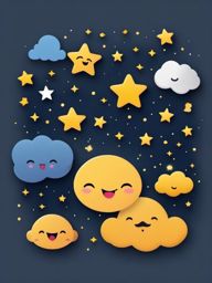 Stargazing Together Emoji Sticker - Finding constellations of love in the night sky, , sticker vector art, minimalist design