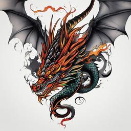 immortal dragon tattoo  simple color tattoo,minimal,white background