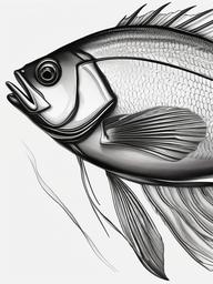 drawing of sea bream  minimal rough sketch scribbles,doodles,black and white