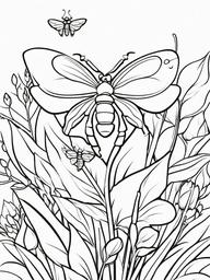 Plant Coloring Pages - Plant with a bug  simple coloring pages