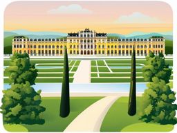 Vienna clipart - Schönbrunn Palace and Vienna cityscape,  color vector clipart