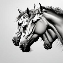 three horse head tattoo  simple tattoo,minimalist,white background