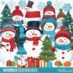 snowman clipart,building frosty friends in a snowy wonderland 