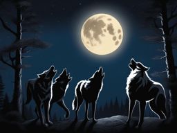 werewolf pack howling - paint a scene of a werewolf pack howling at the moon in a chilling display of unity. 