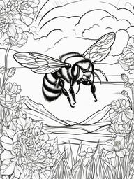 Bumblebee Coloring Pages - Bumblebee under a bright spring sun  simple coloring pages