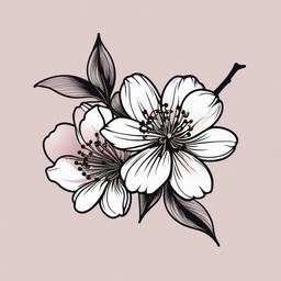 cherry blossom black tattoo  simple vector color tattoo