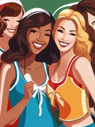 Cheerleader clipart - cheerleader smiling with friends after a game  