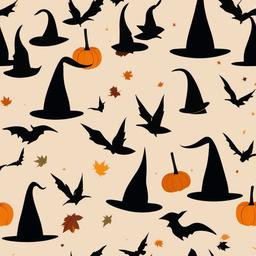 October clipart - witches' hats and broomsticks flying in the air  color,minimalist,vector clipart