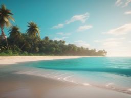 Beach Landscape - A tranquil beach landscape with palm trees and turquoise waters  8k, hyper realistic, cinematic