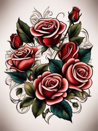 American traditional rose, Classic and timeless rose tattoos created in the American traditional tattoo style.  color, tattoo patterns, white clean background