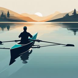 Rowing Clipart - A rower gliding through calm waters.  color vector clipart, minimal style