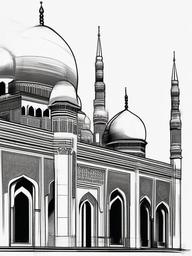 drawing of a mosque  minimal rough scribbles,doodles,black and white