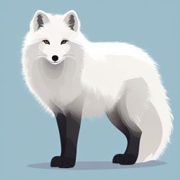 Arctic Fox Clip Art - An Arctic fox with a thick white coat,  color vector clipart, minimal style