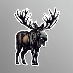 Moose Sticker - A majestic moose with impressive antlers, ,vector color sticker art,minimal