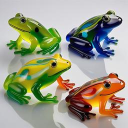 Fused Glass Frogs - Embrace the lively energy of frogs with fused glass art, capturing these amphibians in unique and colorful compositions.  