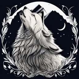 Tattoo Wolf Howling,lone wolf in ink, forever raising its voice to the moon, cry of the untamed. , color tattoo design, white clean background