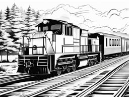 train clipart black and white - racing along the tracks. 