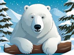 Polar Bear Cartoon - Cartoon of polar bear in snowy scene  