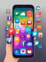 Phone clipart - smartphone with app icons on screen  