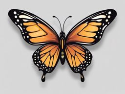 Butterfly with Trail Sticker - Butterfly with a graceful trail, ,vector color sticker art,minimal