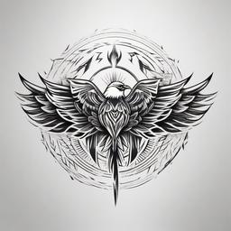 Thunder Bird Tattoo - Powerful thunderbird tattoo  minimalist tattoo design, white background