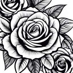 black rose tattoo black and white design 