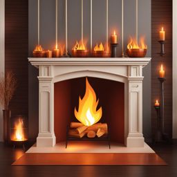 fire clip art,dancing flames in a cozy fireplace 