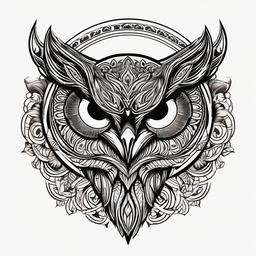 Night Owl Tattoos - Symbolize your nocturnal spirit with a night owl-themed tattoo.  simple color tattoo,vector style,white background