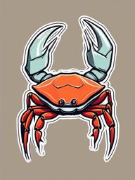 Crab Sticker - A sideways-walking crab with claws. ,vector color sticker art,minimal