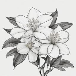 drawing of a jasmine flower  minimal rough sketch scribbles,doodles,black and white