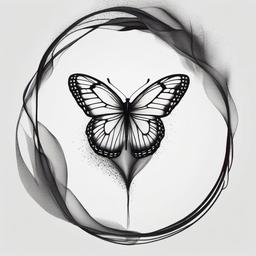 cocoon to butterfly tattoo  simple color tattoo, minimal, white background