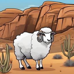 Damara Sheep cartoon - hardy, desert-adapted sheep  cartoon sticker style