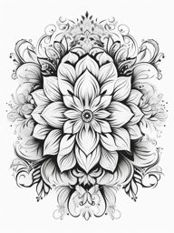 Floral tattoo stencil, Design templates used by tattoo artists for creating floral-themed tattoos. ,colorful, tattoo pattern, clean white background