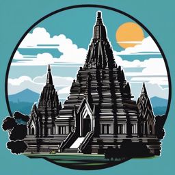 Prambanan Temple sticker- Hindu temple compound in Java, Indonesia, , sticker vector art, minimalist design