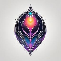 Alien Space Tattoo - Capture the essence of space with an alien space tattoo, blending cosmic elements in a unique design.  simple color tattoo,vector style,white background