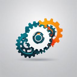 Mechanical Gears  minimalist design, white background, professional color logo vector art