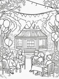 Birthday Party in the Park Coloring Pages - Outdoor Celebration in the Park  minimal black outline printable sheet, coloring page