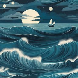 craft a fantastical seascape with mermaids guiding ships by moonlight. 